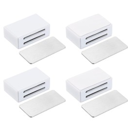 uxcell 4 Pack Adhesive Magnetic Cabinet Door Catches, Magnetic Cabinet Latch Stainless Steel Door Catch for Cupboard Drawer Kitchen Wardrobe Closet, White