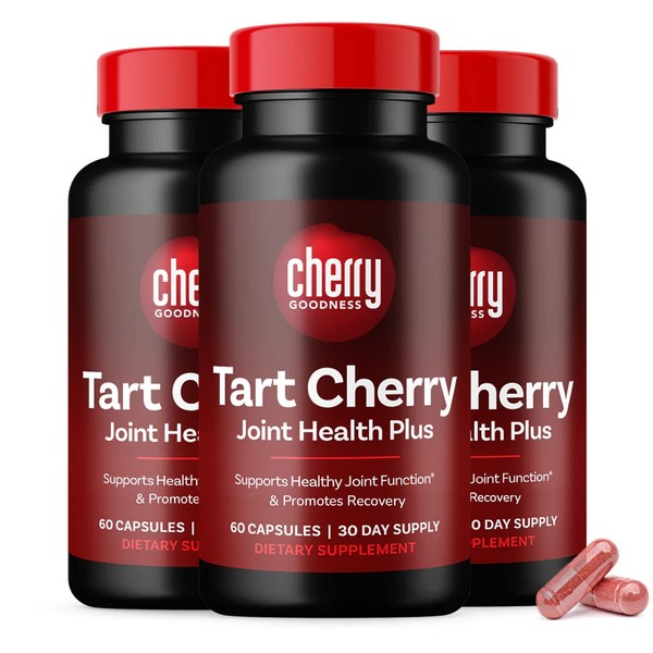 Cherry Goodness® | Joint Support Supplements | Tart Cherry Extract with Collagen Type 2 and Boswellia Extract | Joint Health Capsule | Non-GMO + GF | 180 Capsules