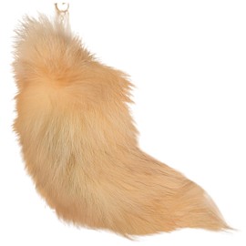 17.7 Inch Fox Tail Keychain, Therian Tail Fox Animal Tail Shaggy Faux Fur Tail Realistic Fox Tail Keychain Decorative Therian Tail for Handbag Backpack Cosplay, Gold