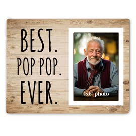 Itsoly Best Pop Pop Ever Gifts for Photo Frame, Grandpa Wooden Picture Frame Gift for Papa Grandfather, Photo Frame Gift for Father's Day Birthday Christmas12P102
