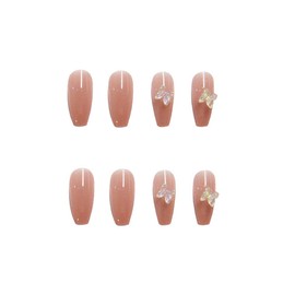 24pcs Long Nail Pieces Removable Cute Elegant Nail Bow Butterfly Decoration Ballet Shoes Shaped Nail Art Artwork