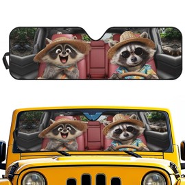 TSVAGA Windshield Sun Shade Funny Frog Car Sun Visor Compatible with Jeep JK JKU JL JLU 1997-2023 Gladiator JT 2020-2023, Blocks UV Rays