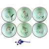 ZHAMS Hand Painted Kungfu Teacup,Chinese Long-Quan Celadon Teacup,Fishes and Lotus