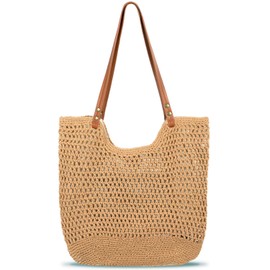 MAMUNU Crochet Tote Bag for Women, Summer Mesh Beach Bag, Aesthetic Knit Tote Bag Shoulder Handbag for Travel Vacation