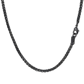Prosteel Men's 3/6 mm Wheat Chain Necklace Stainless Steel / 18 Carat Gold-Plated / Black Metal Plated Simple Chain Length 46 - 76 cm Available, Stainless Steel
