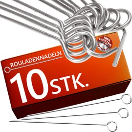 4smile Roulade Needles - Pack of 10 Stainless Steel Roulade Needles 10 cm - Handy Roulade Skewers with Sharp Tips as Functional Replacement for Roulade Clips