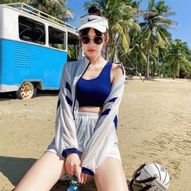 Sporty Two-Line Bikini (4pcs) (KC Certified) Navy/FREE 2ea