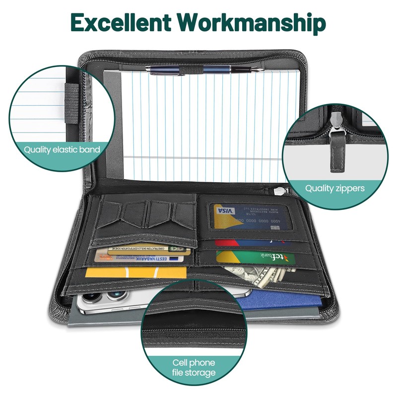 AKAYOK Zippered Portfolio Binder for Men & Women, Resume Portfolio