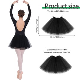 Geebuzz 4 Pack Women's Tutu Skirts Classic 4 Layered Elastic Ballet Dance Runner Tuller Tutu Skirt for Birthday Party Costume (4pack-Multicolor-3)