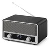 Vintage Wood AM FM Clock Radio with Bluetooth, Digital Clock