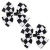 Mabor 2Pcs Checkered Flag Hair Bow Clips Black and White