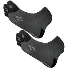 GROWGEAR 5 Toe Socks, 1 or 2 Pairs Sizes, S/M/L, New Colors, Ankle Length, 2 Pairs of Light Charcoal