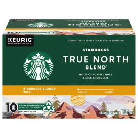 Starbucks True North Blend Blonde Roast Coffee, K-cup Pods, 10 count, 120g/4 oz