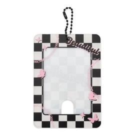 Kpop Photocard Holder Keychain Black Pink 3 Inch Butterfly Photo Card Holder Protector Acrylic Student ID Badge Bus Card Holder Y2K Style Card Holder Accessories for Women Girls Students