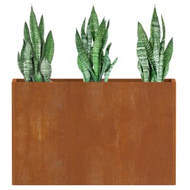 Cor Ten Steel Planters – 32x12x24H Inch Rectangular Planter Box | Weather-Resistant Design for Garden, Patio, or Porch (Rustic)