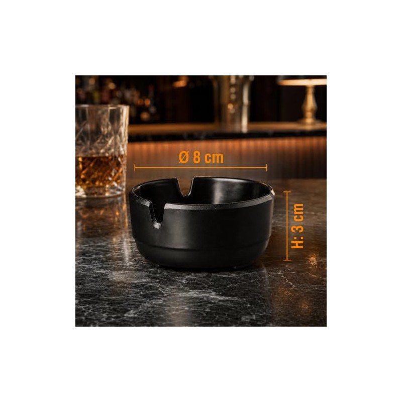 APS 576 "CASUAL" Set of 3 Black Melamine Ashtrays Diameter
