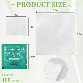 100Pcs Travel Deodorant Wipes, Travel Size Mini Deodorant Wipes Individually Wrapped Wipe Women Sweat Block Wipe, for Woman Wet Flushable Armpit for Body Cleaning Jasmine