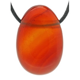 Lebensquelle Plus Carnelian drop pendant, drilled tumbled stone pendant with cotton band, high-quality gemstone pendant, Semi Precious Stone, Carnelian