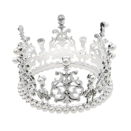 JORCEDI Tiara para decoración de tartas para mujer, niña, retro, hecha a mano, para novia, novia, rey, princesa, fiesta, cumpleaños, boda, desfile de plata, para mujeres