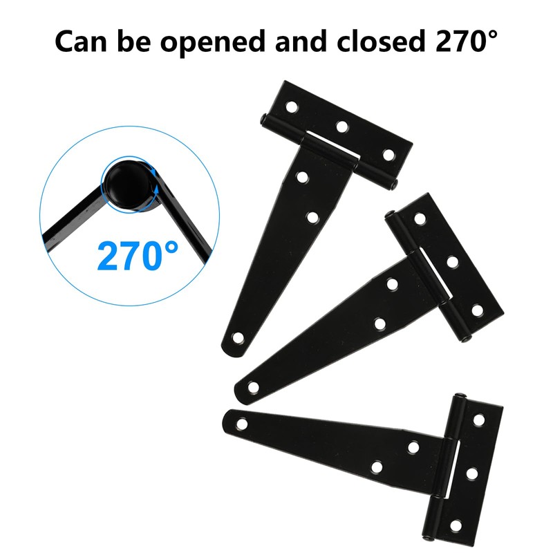 12-Pack Heavy Duty 4" T-Strap Gate Hinges for Outdoor Doors,