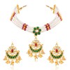 Aheli Gold Plated Rani Pink Green Kundan & Beads Studded