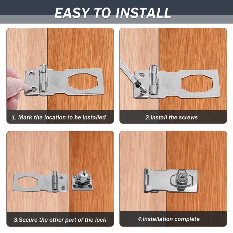 Kyuionty 2Pcs Keyed Hasp Locks 2.5 Inch Twist Knob Keyed