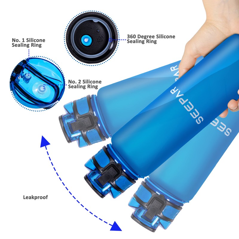 SEEPAR Water Bottle | Leak-Proof Drink Bottle with Time Markings