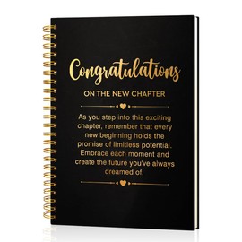 Msticey Congratulations On The New Chapter 160 Blank Pages Gold Foil Hardcover Spiral Notebook, Student's Graduation Gift, Farewell Gift for Colleagues Coworker, New Job Gift, Job Promotion Gift