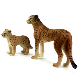 FUNSHOWCASE African Jungle Animals Toy Cheetahs Figure Realistic Plastic Figurine Playset Lot 2-Piece