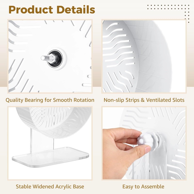 Skdqiee Hamster Exercise Wheel, Silent Hamster Wheel with Acrylic Stand,