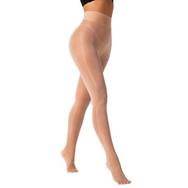 VEBZIN Plus Size Reflections Sheer Tights for Women Nude High Waisted Sheer Pantyhose Business Dress Match (205-310lb)