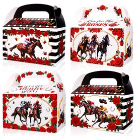 HOWAF 12 PCS Kentucky Derby Derby Candy Box Derby Day Treat Boxes Horse Racing Goodie Boxes for Run for the Rose Party Decor Supplies Derby Race Gift Box