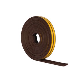 STORMGUARD Brown 05SR033010MB 10m EPDM 'E' Profile Self-Adeshive Rubber Draught Excluder, L-10 Metres W-9mm H-3mm