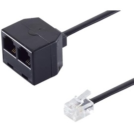 1aTTack.de 1x 0.1 m RJ11 Male to 2x RJ11 Coupling Adapter 0.1 m Gold-Plated Contacts ABS Housing Unshielded