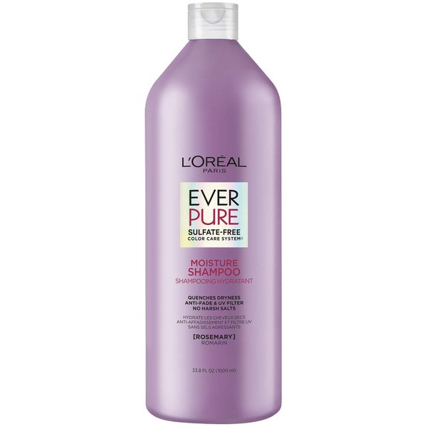 L'Oreal Paris EverPure Moisture Sulfate Free Shampoo for Color-Treated Hair, Rosemary, 33.8 Fl; Oz
