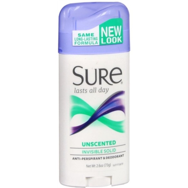 Sure Anti-Perspirant Deodorant Invisible Solid Unscented 2.60 oz (Pack of 8)