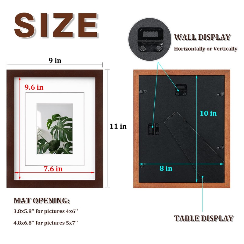 Egofine 8x10 Picture Frames Made of Solid Wood with Plexiglass,
