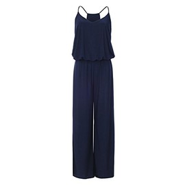 URBAN K Women's Plus and Regular Size Racer Back Jumpsuit, Navy, Small