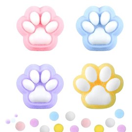 Pack of 4 Cat Paw Toys, Squishy, Squeeze Toys Paw, Anti-Stress Toy Set, Taba Squishy, with Balls, Funny, Anti-Stress and Anxiety Relief for Children and Adults (4 Colours)