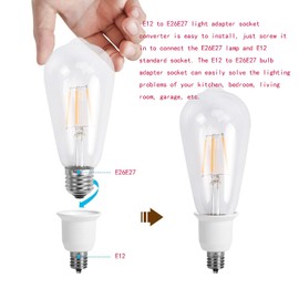 YCSSSD E12 to E26 Adapter Chandelier Light Socket Converter, Candelabra E12 to Medium Socket E26 Converter Bulb Base Adapter, Regular LED Light Bulb Base, 6 Pack