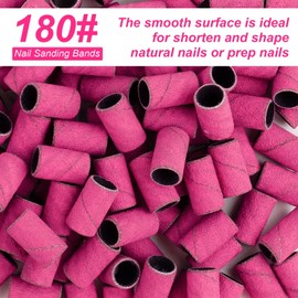 Difenni Sanding Bands for Nail Drill,Sanding Bands Nail Drill Bits 100Pcs Nail Sanding Bands Fine Grit #180 with 3/32” Nail Sanding Bit for Manicure & Pedicure