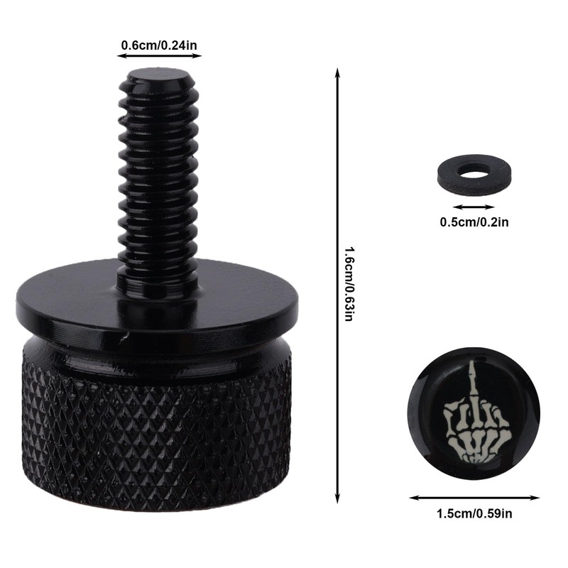 Motorcycle Rear Fender Seat Bolt, Gesture Style 1/4"-20 Thread Knurled