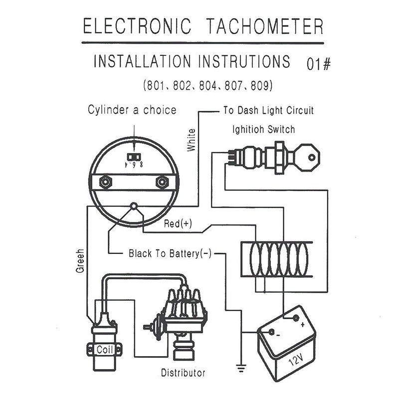 Tachometer Gauge 3.75In 0‑8000 RPM Tachometer with 7 Color Background