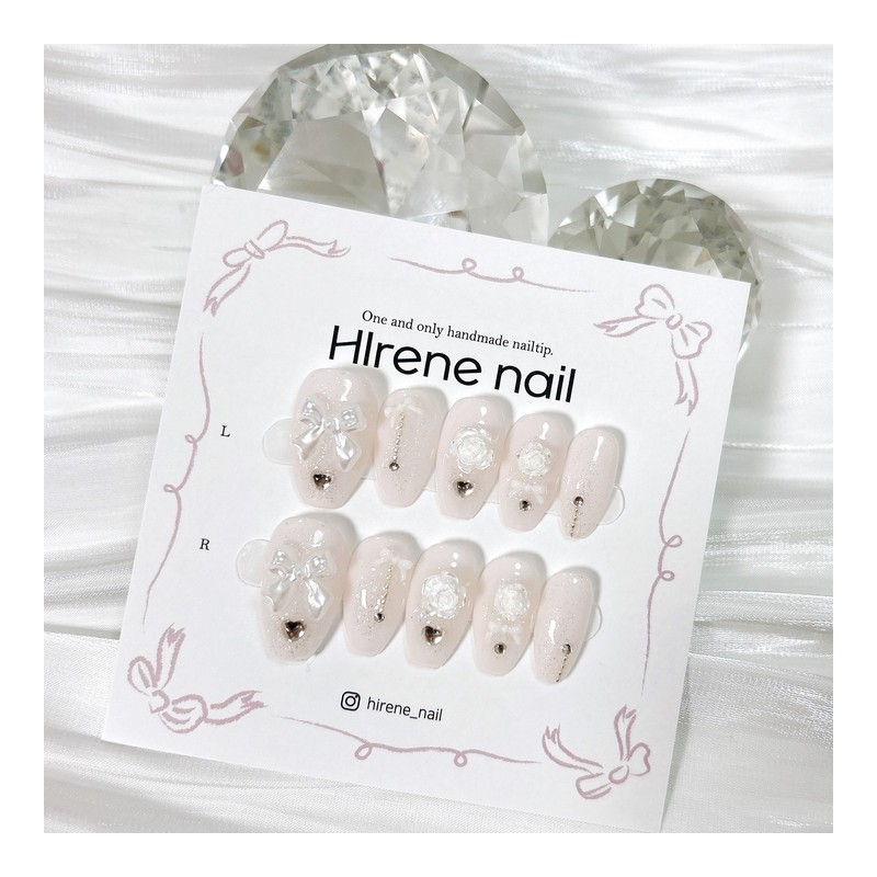 Wedding Rose Ribbon Nail - Ballerina / 웨딩 로즈 리본