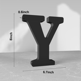 Aruatu 8 Inch Black Wood Letters Unfinished Wood Letter for Wall Decor Decorative Standing Letter Large Letters for Wall Decoration for Craft Home Party Projects (Y)