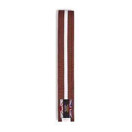 Playwell Martial Arts Cotton Coloured Belt With White Stripe Grading Belt - (Karate, Judo Taekwondo) (Brown Belt With White Stripe, 300cm)