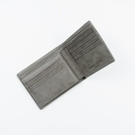 Inones Leather Men's Bi-fold Wallet, Genuine Leather, Short Wallet, 2-in-1, Large Capacity, Cowhide Leather, Multifunctional, Popular, Holds 13 Cards for Men, gray