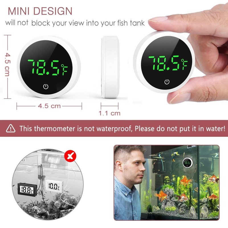 LOFICOPER Digital Aquarium Thermometer, Stick-on Fish Tank Thermometer, Small Temperature
