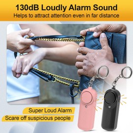 Ninonly Taschenalarm 130 dB, Persönlicher Alarm für Frauen, Schlüsselanhänger mit LED-Licht zur Selbstverteidigung, Notfall Schrillalarm für Kinder und Senioren