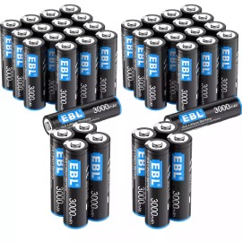 EBL 1.5V AA Lithium Batteries 3000mAh Constant Volt Double A Battery Exp 2032 LOT - 40x AA Lithium 3000mAh Batteries